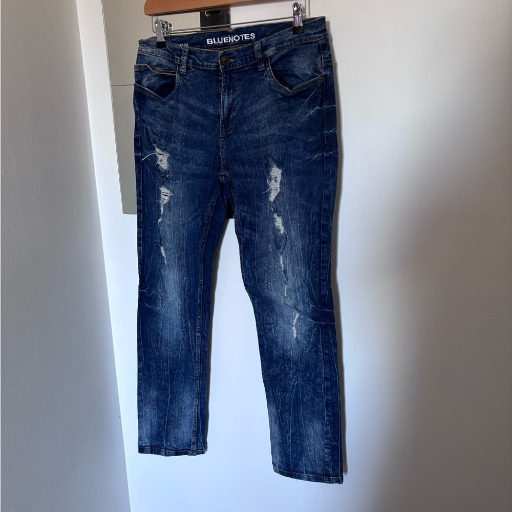 Bluenotes Distressed Slim Fit Blue Jeans